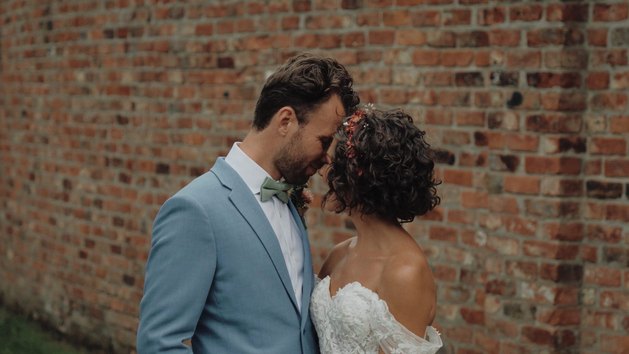 Couple embracing during a documentary wedding film